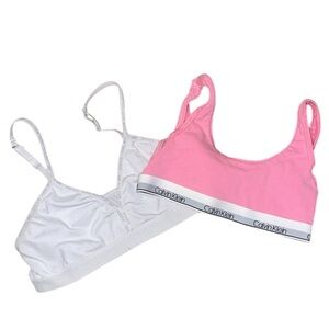 •JUSTICE & CALVIN KLEIN•BUNDLE OF 2-LITTLE GURLS BRAS SUZE 10/12 EUC